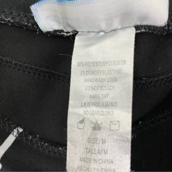 Cosmic Beauty Black & White Pull On High Rise Window Pane Leggings Size Medium - Picture 3 of 4